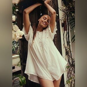Free People Victoria Babydoll Playsuit in White Sz Xs
